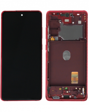 Original Écran Complet Vitre Tactile LCD Châssis Samsung Galaxy S20 FE 2020 4G (G780) / 5G (G781) / S20 Lite(G780F) Cloud Red Service Pack